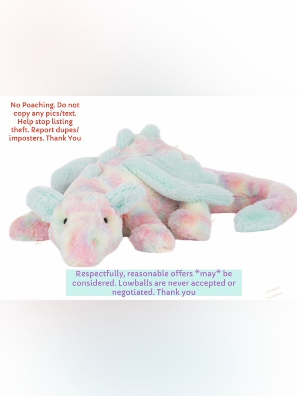 BNWT JellyCat HUGE Lazulia  Dragon MUCH BRIGHTER IRL RETIRED SIZE! AUTH RECEIPT - Picture 6 of 16
